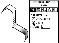 the 'Closed' checkbox in the Object Inspector