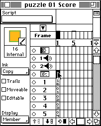 the Script cell in
frame 1