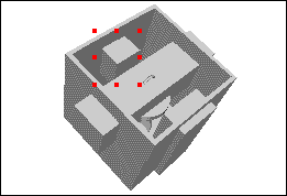 a few cubes driven through the walls