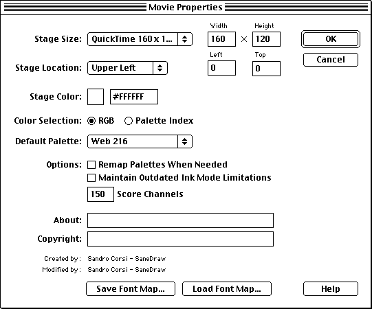 the Movie Properties dialog