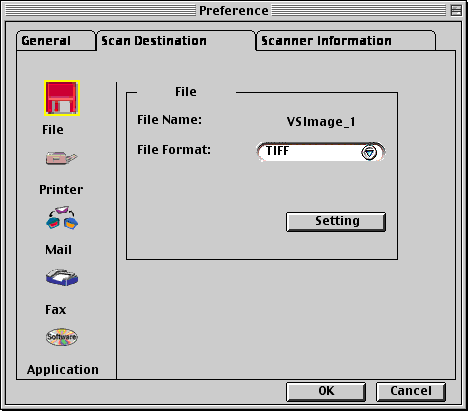 the File Destination preferences dialog