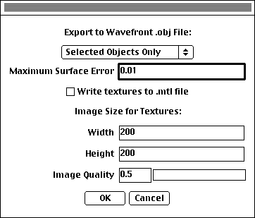 the 'OBJ Export' dialog