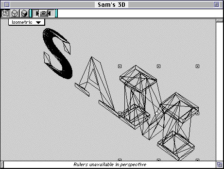 extruded letter, isometric view