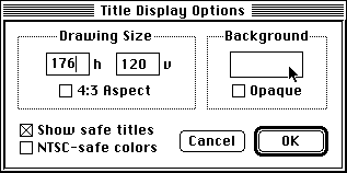 Title Window Options dialog