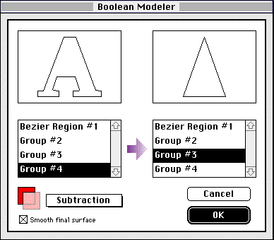 the Boolean Modeler dialog