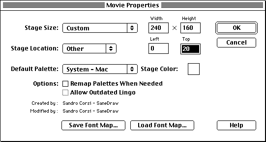 the Movie Properties dialog