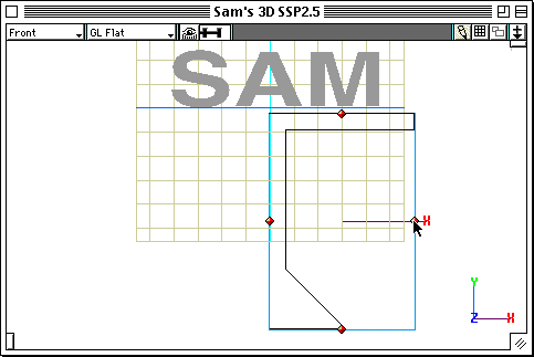 click lathe tool on red handle on right edge of bounding box